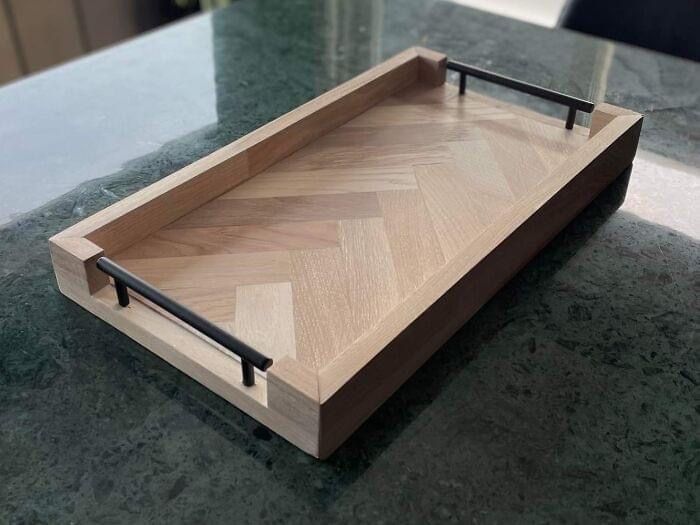 Premium Wooden Serving Tray with Metal Handles